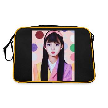Cute K Pop Idol from Korea on a school photo - Retro Bag - black/gold - Back