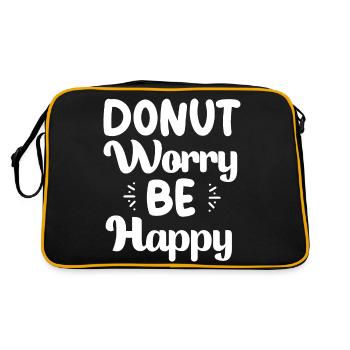 Donut worry be happy donut cool gifts sweet food - Sac Retro - noir/or - Dos