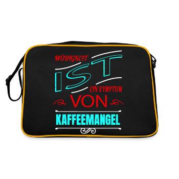 bday montag koffein zitat kaffeekanne müdigkeit - Retro Tasche - Schwarz/Gold - Hinten