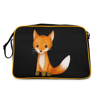 Baby Fox Gift Idea Illustration - Retro Bag - black/gold - Back