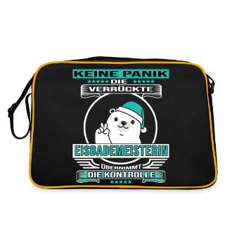 Eisbader winterschwimmen Eisbad Eisbademeisterin - Retro Tasche - Schwarz/Gold - Hinten