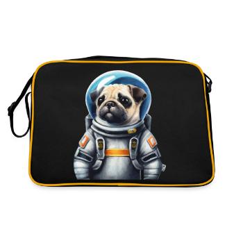 Pug dog in spacesuit Funny gift idea - Retro Bag - black/gold - Back