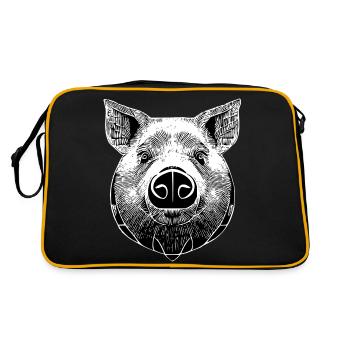 pig sweet pigs pigs animal animals 20 - Retro Bag - black/gold - Back