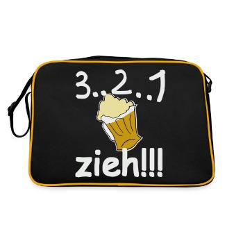 3, 2, 1, zieh!!! Bier. - Retro Tasche - Schwarz/Gold - Hinten
