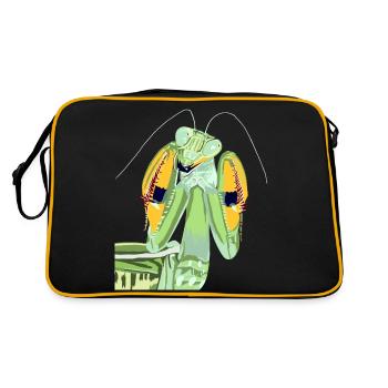 Mantis religiosa Gottesanbeterin von vorn - Retro Tasche - Schwarz/Gold - Hinten
