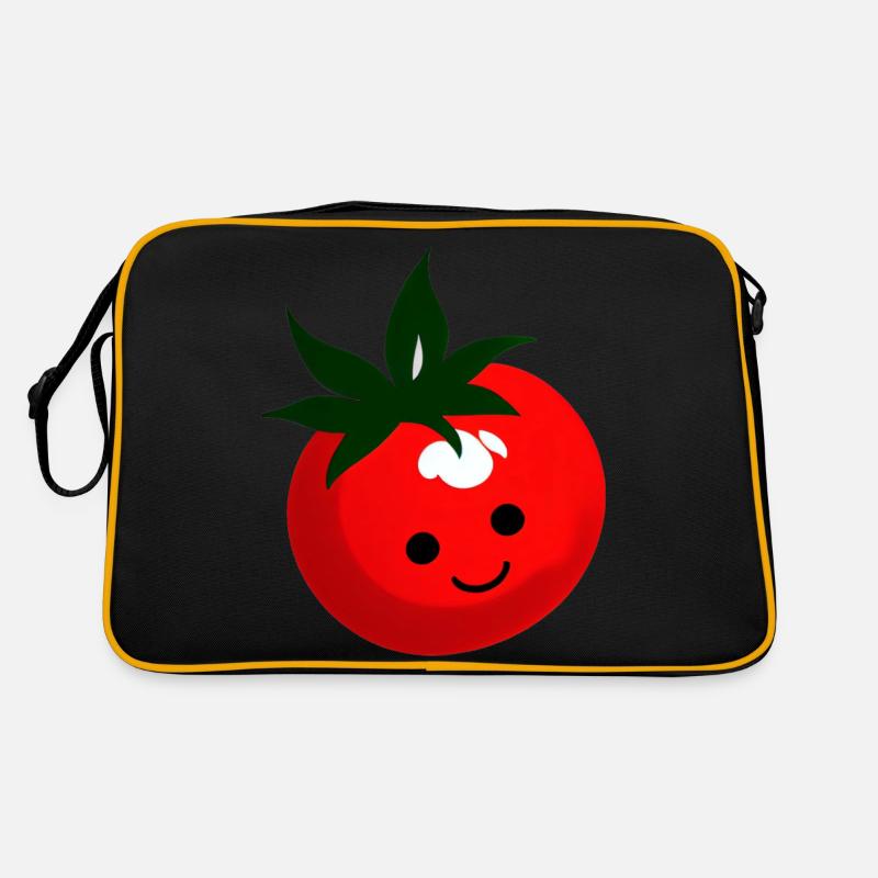 Tomaten Comic Tomate süß Cartoon 17 - Retro Tasche - Schwarz/Gold