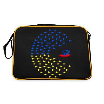 peaceman Kampfflugzeuge für die Ukraine, Frieden! - Retro Tasche - Schwarz/Gold - Hinten