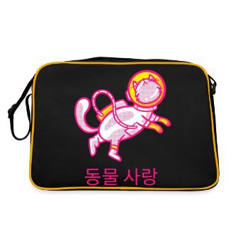Space Cat - Retro Tasche - Schwarz/Gold - Hinten