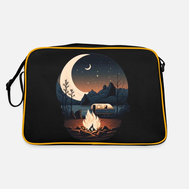 Camping by campfire and moonlight - Retro Bag - black/gold