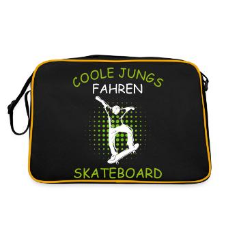 Coole Jungs fahren Skateboard - Retro Tasche - Schwarz/Gold - Hinten