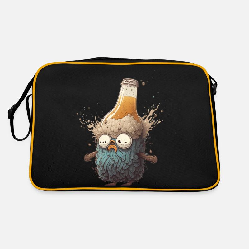 Lustiges Bier Männchen mit Bart Retro Tasche