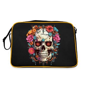 Cyborg Skull Robot Android Sugar Skull - Retro Bag - black/gold - Back