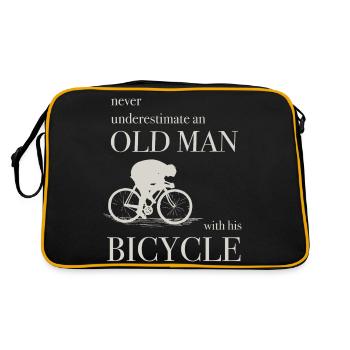 never underestimate an old man - Retro Tasche - Schwarz/Gold - Hinten