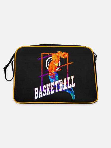 Basketball Basketballspieler Spieler Vintage Bunt - Retro Tasche - Schwarz/Gold - Hinten
