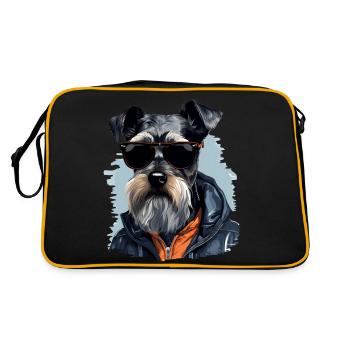 Streetwear Whiskers: style schnauzer miniature - Sac Retro - noir/or - Dos