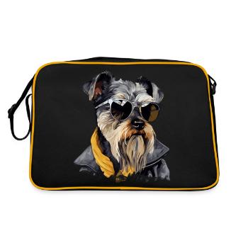 Streetwear Whiskers: style schnauzer miniature - Sac Retro - noir/or - Dos