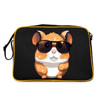 Cute hamster with sunglasses - Retro Bag - black/gold - Back