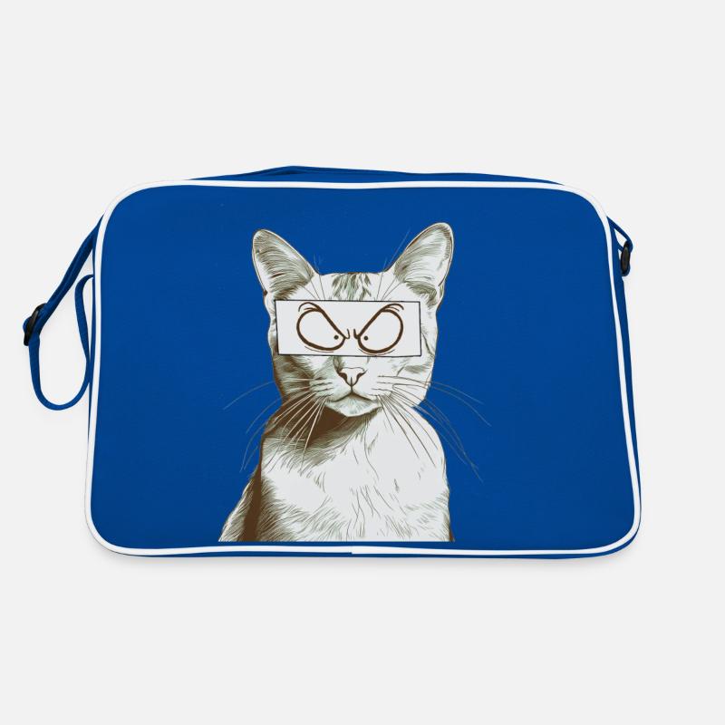 Chat aux yeux comiques V2, dessin bnw Sac Retro