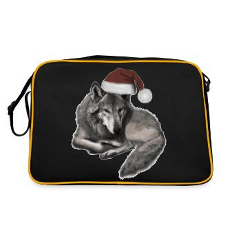 Weihnachtswolf - Retro Tasche - Schwarz/Gold - Hinten