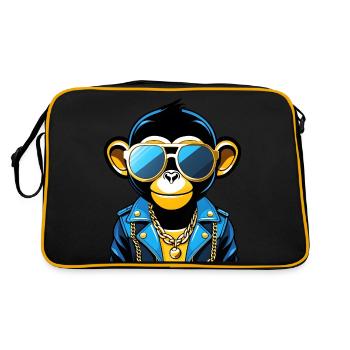 Affe mit Sonnenbrille - Retro Tasche - Schwarz/Gold - Hinten