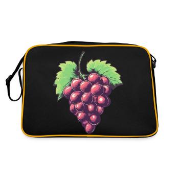 Traube Illustration - Retro Tasche - Schwarz/Gold - Hinten