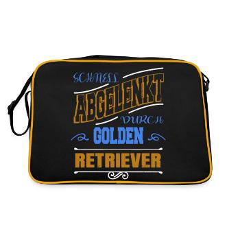 geschenkidee haustier lustiger spruch bullterrier - Retro Tasche - Schwarz/Gold - Hinten