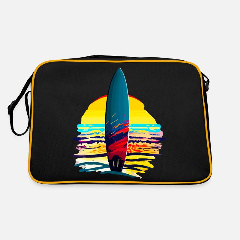 Planche de surf avec couché de soleil Sac Retro