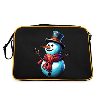 Snowman / Winter / Snow / Comic / Cold - Retro Bag - black/gold - Back
