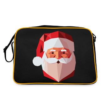 Weihnachtsmann Low Poly / Frohe Weihnachten - Retro Tasche - Schwarz/Gold - Hinten