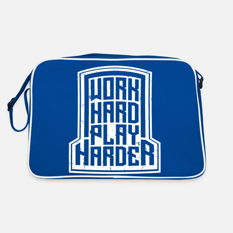 Travailler dur, jouer plus dur, drôle, motivation, dire Sac Retro