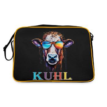 Bauern & Landwirt Geschenk für Bauer Kuh - Retro Tasche - Schwarz/Gold - Hinten