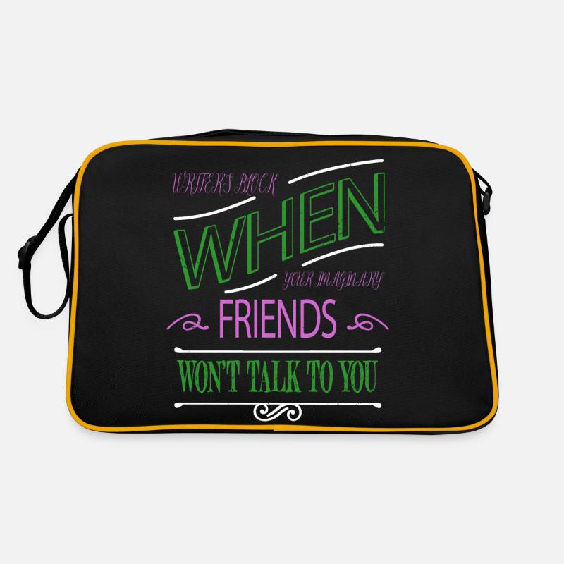 coffeecups funny awesome writers reading books - Retro Tasche - Schwarz/Gold