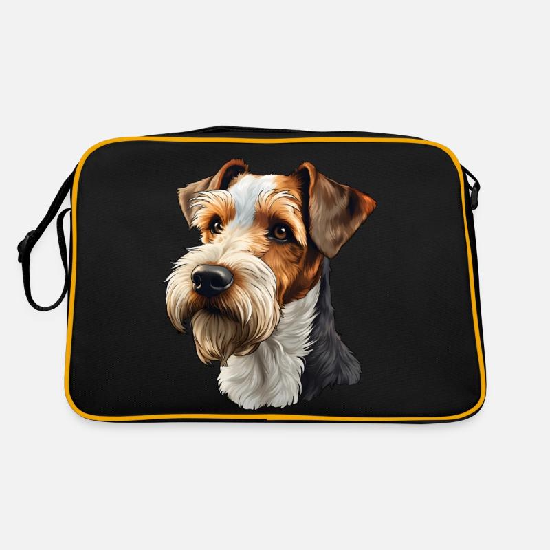 Drahthaar Foxterrier - Retro Tasche - Schwarz/Gold
