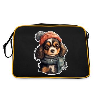 Animals in winter doggy with hat - Retro Bag - black/gold - Back