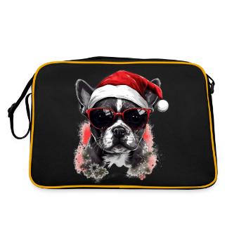 French Bulldog Christmas Dog in the Snow - Retro Bag - black/gold - Back