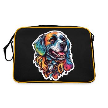 Chien / Animal / Animal de compagnie / Patte / Nez poilu / Wauwau - Sac Retro - noir/or - Dos