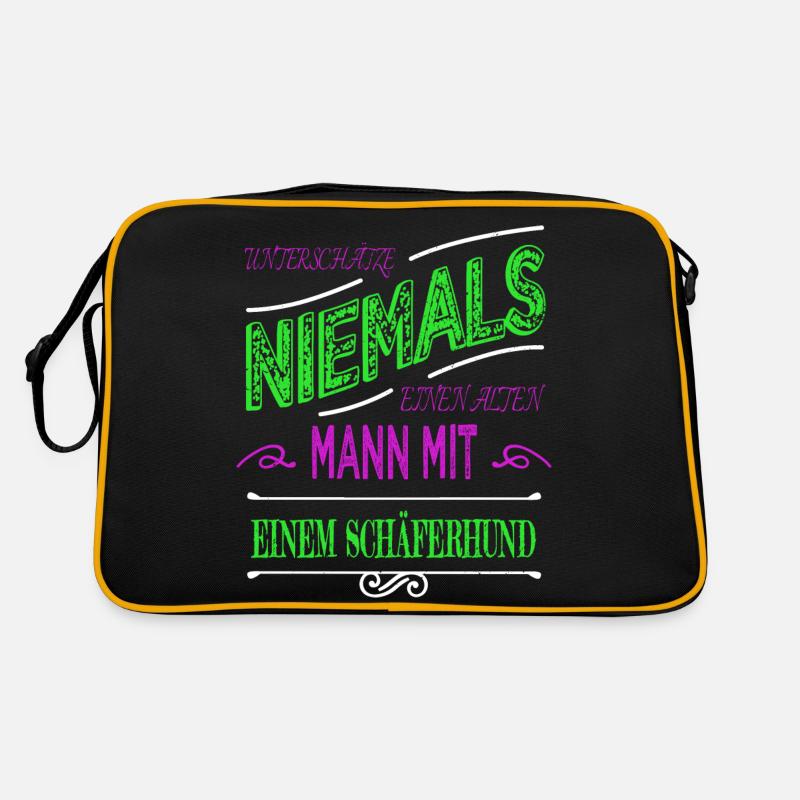 schäferhund bday chihuahua humor bluthund vatertag Retro Tasche