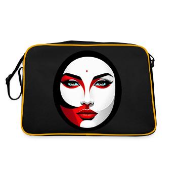 Women's face in minimal colored oval design - Retro Bag - black/gold - Back
