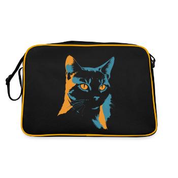 Colour explosion: Cat's head in orange and blue - Retro Bag - black/gold - Back