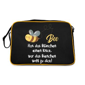 Hat Das Blümchen Einen Knick War Das Bienchen Wohl - Retro Tasche - Schwarz/Gold - Hinten