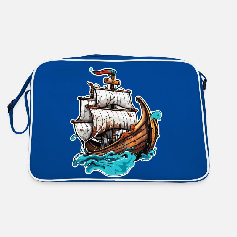 Bateau pirate / Bateau / Mer / Océan / Vagues Sac Retro