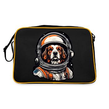 Astronaute / Espace / Animal / Chien / Vaisseau spatial - Sac Retro - noir/or - Dos