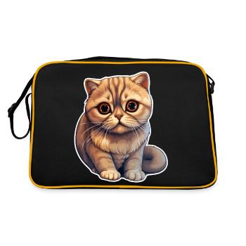 Scottish Fold Katze - Retro Tasche - Schwarz/Gold - Hinten