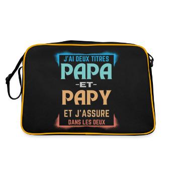 T-shirt pour Papa et Papy - J'ai Deux Titres Papa - Sac Retro - noir/or - Dos