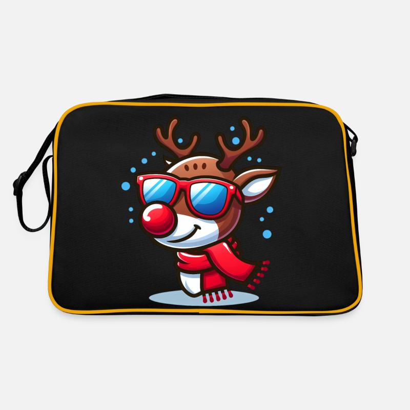 Renne avec lunettes et écharpe de Noël Sac Retro