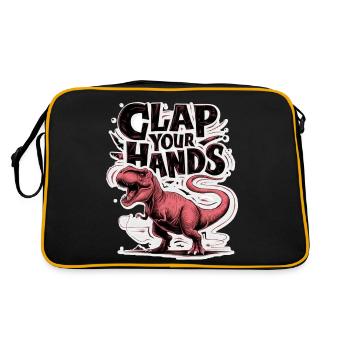 Dinosaur - clapping hands - humor - Retro Bag - black/gold - Back