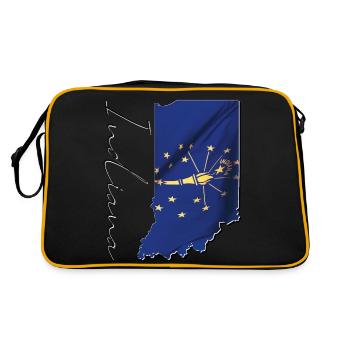 Indiana State Flag in Indiana State Map IN - Retro Bag - black/gold - Back