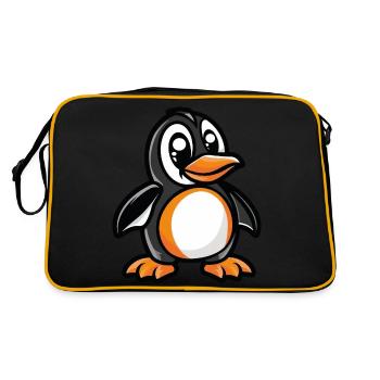 pinguin comic - Retro Tasche - Schwarz/Gold - Hinten