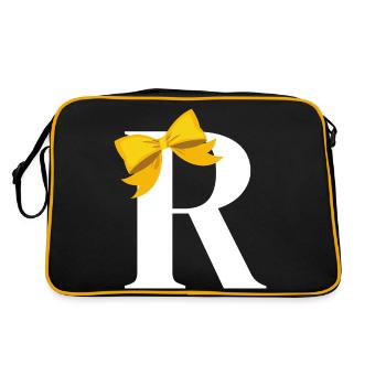 Letter r yellow bow - Retro Bag - black/gold - Back