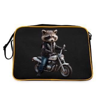 Raccoon biker - Retro Bag - black/gold - Back